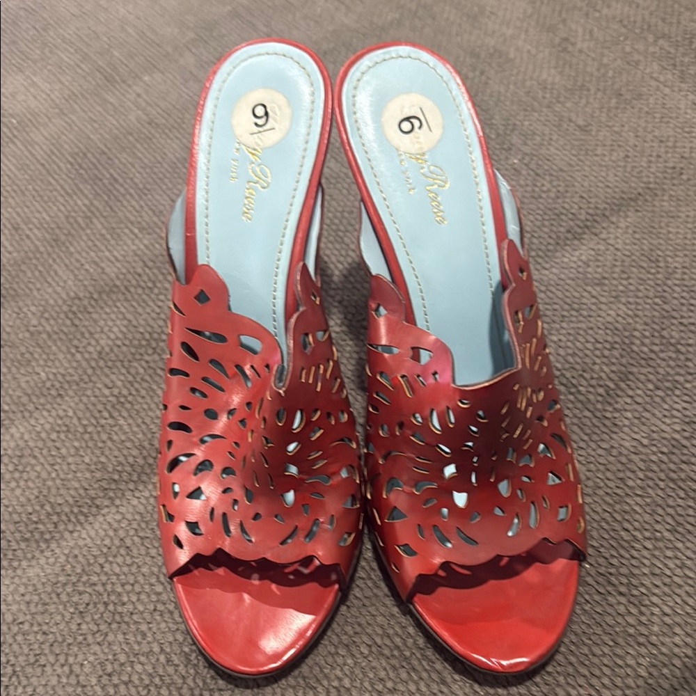 Tracy Reese Red Laser-Cut Mules